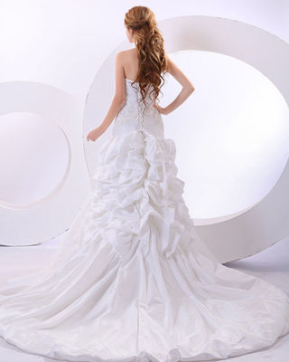 섹시한 딥 V 할터 목 웨딩 드레스 롤드 긴 꼬리 웨딩 드레스