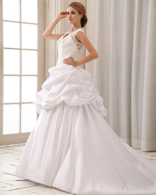 로맨틱 蕾丝 帽 袖 哈勒 首 结婚衣 胸罩